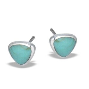 Sterling Silver & Synthetic Turquoise Triangle Stud Earrings